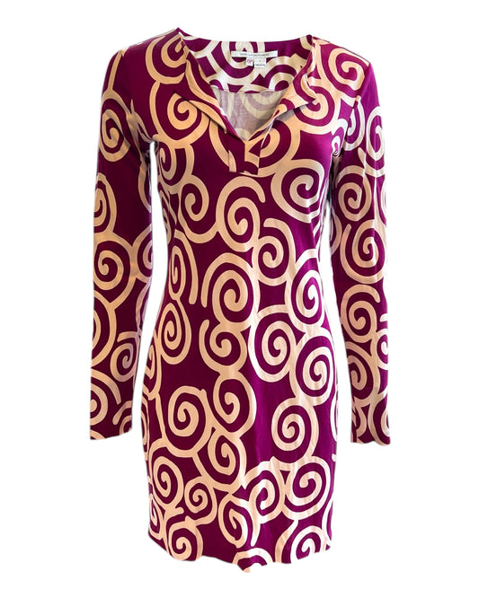 Vintage Diane Von Furstenberg Purple Silk Mini Dress