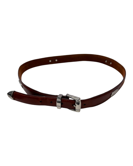 Vintage Leather and Silver Western Style Belt