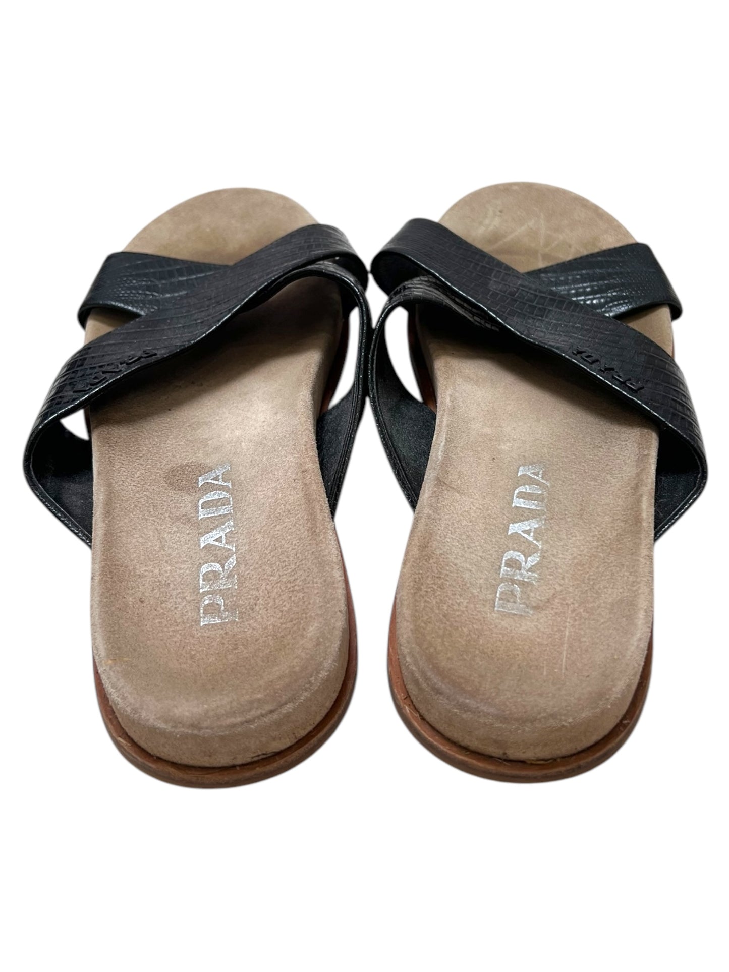 Vintage Prada Black Cross Slides