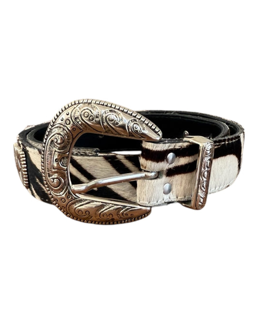 Vintage Caché Zebra Print Cowhide Belt
