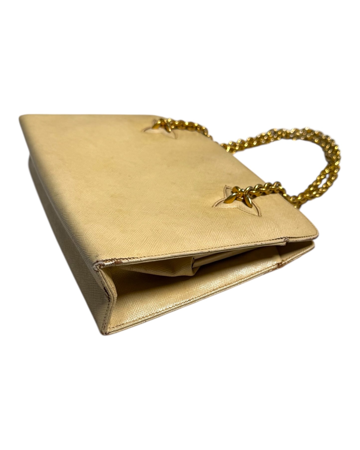 Vintage Gucci Leather Clasp Bag with Gold Chain