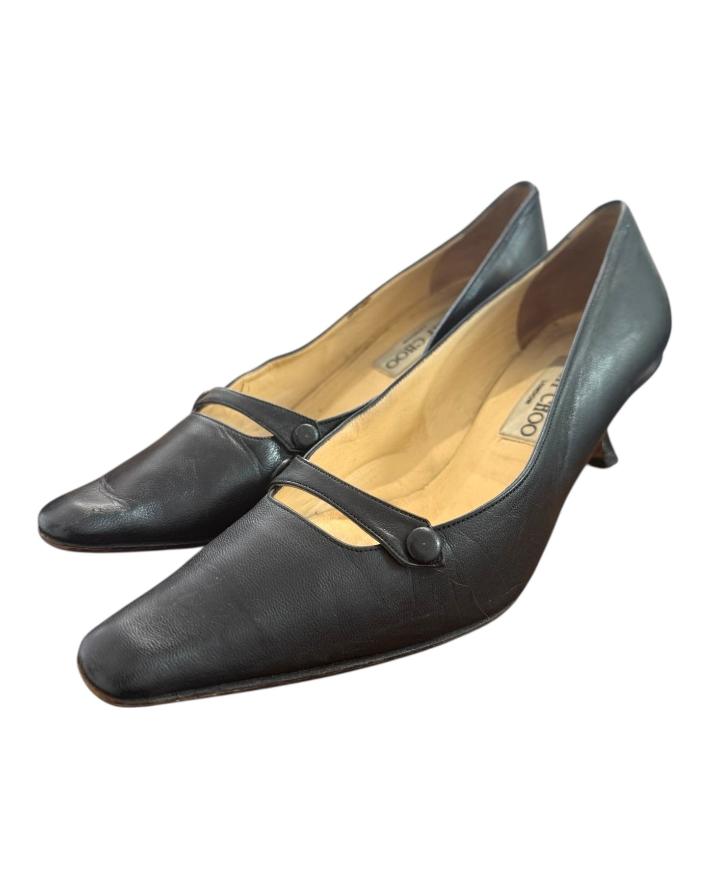 Vintage Jimmy Choo Black Mary Jane Kitten Heels