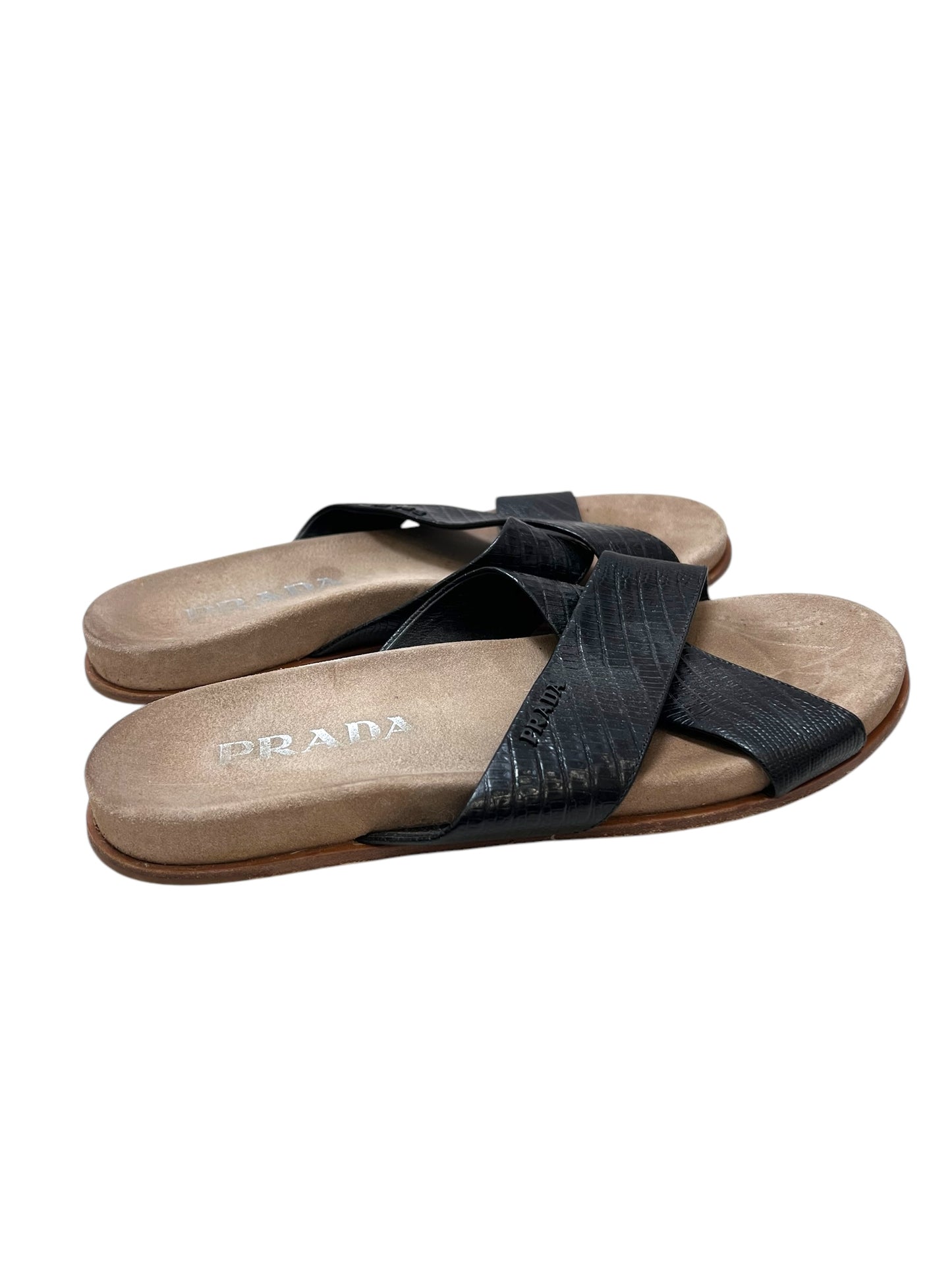 Vintage Prada Black Cross Slides