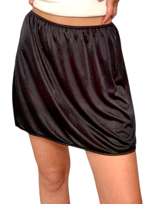 Vintage Black Mini Slip Skirt