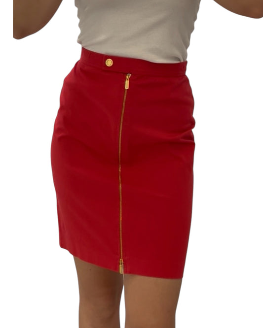 Vintage Ralph Lauren Red Zip-Up Skirt