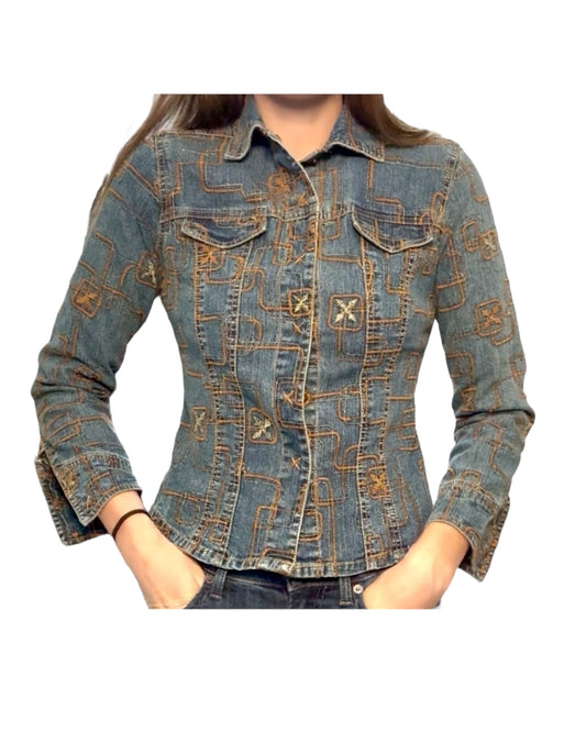 Vintage Y2K Embroidered Jean Jacket