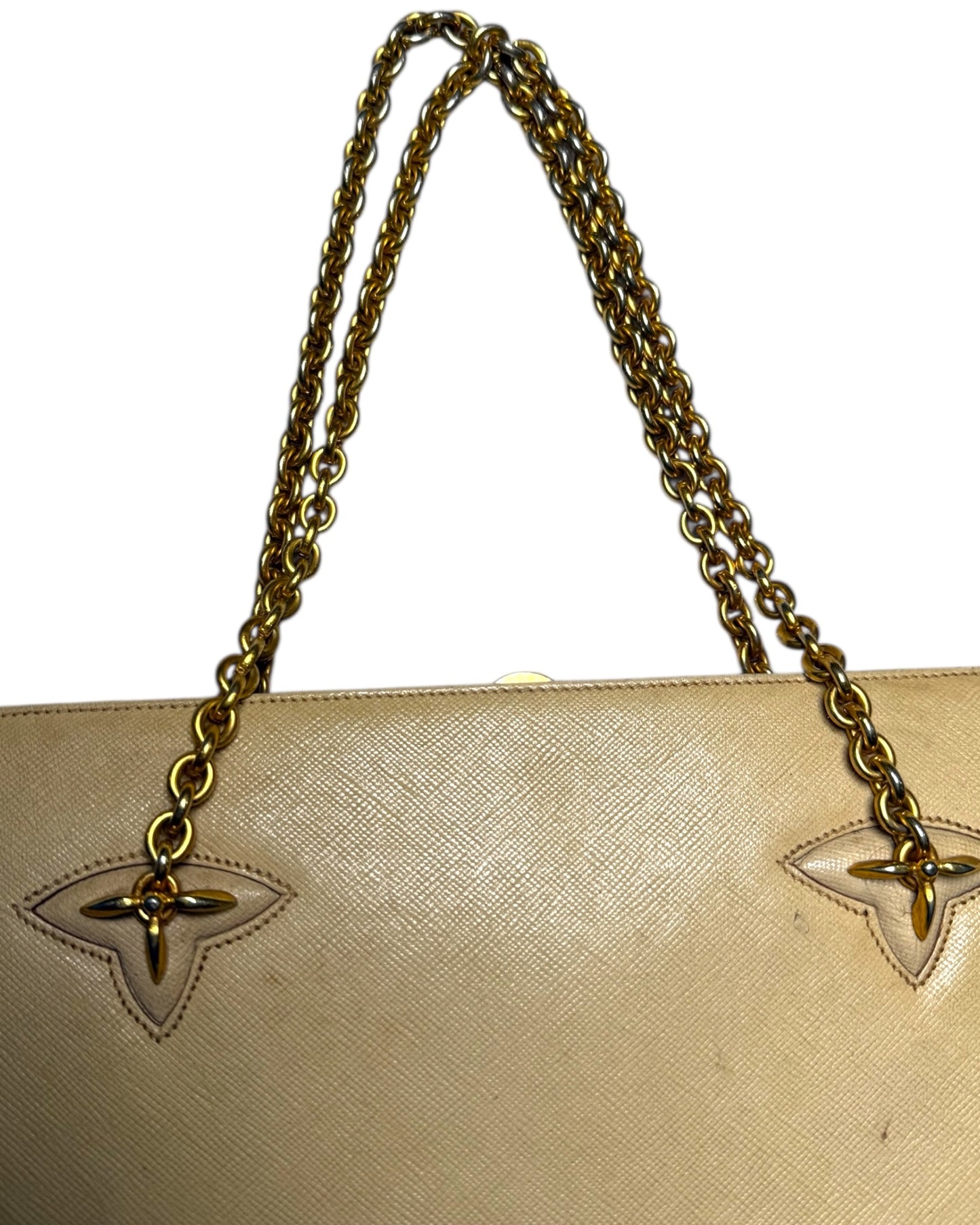 Vintage Gucci Leather Clasp Bag with Gold Chain