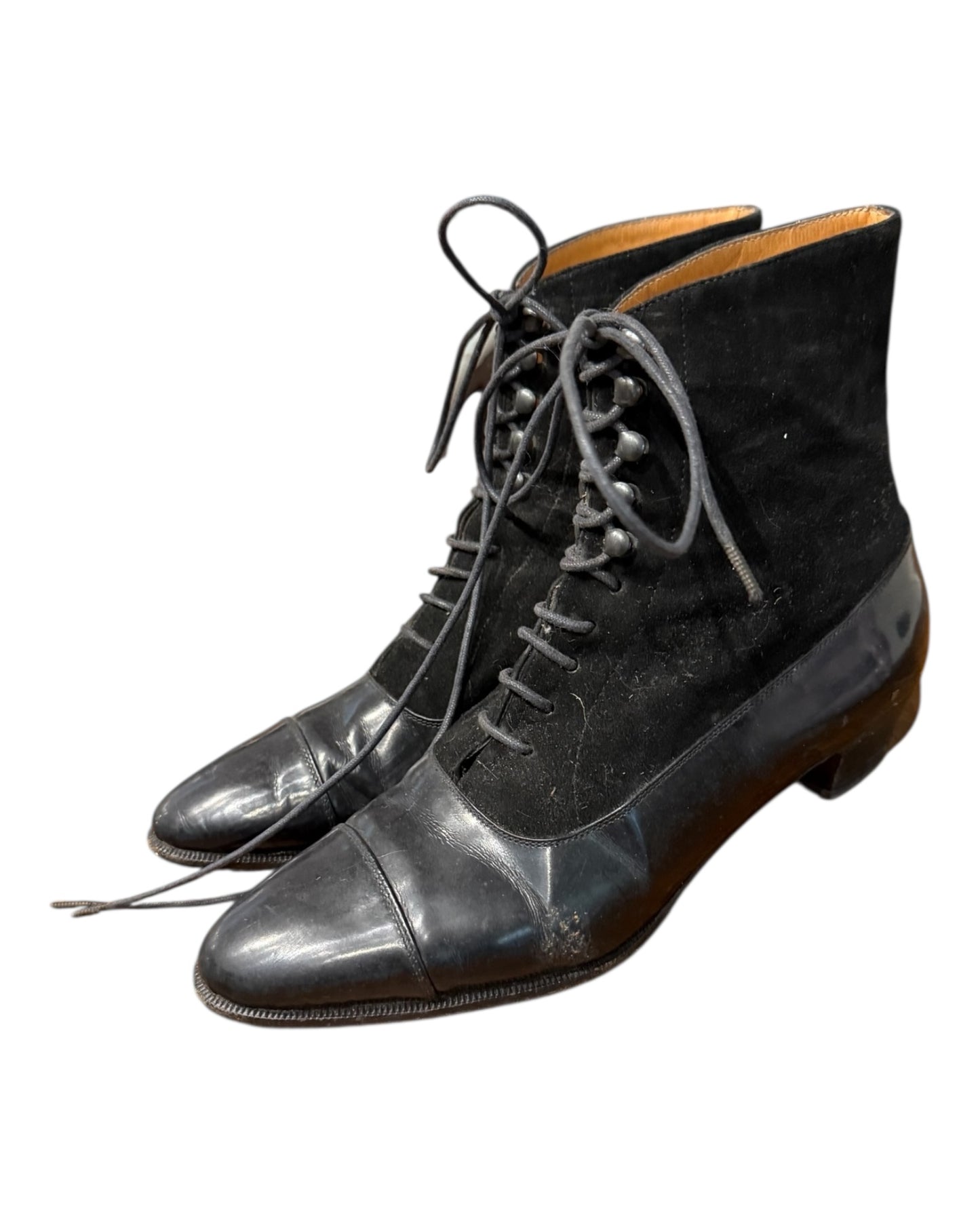 Vintage Ralph Lauren Black Suede Lace-Up Boots
