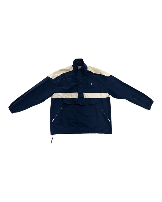 Vintage Guess Beige and Navy Quarter-Zip Windbreaker Jacket