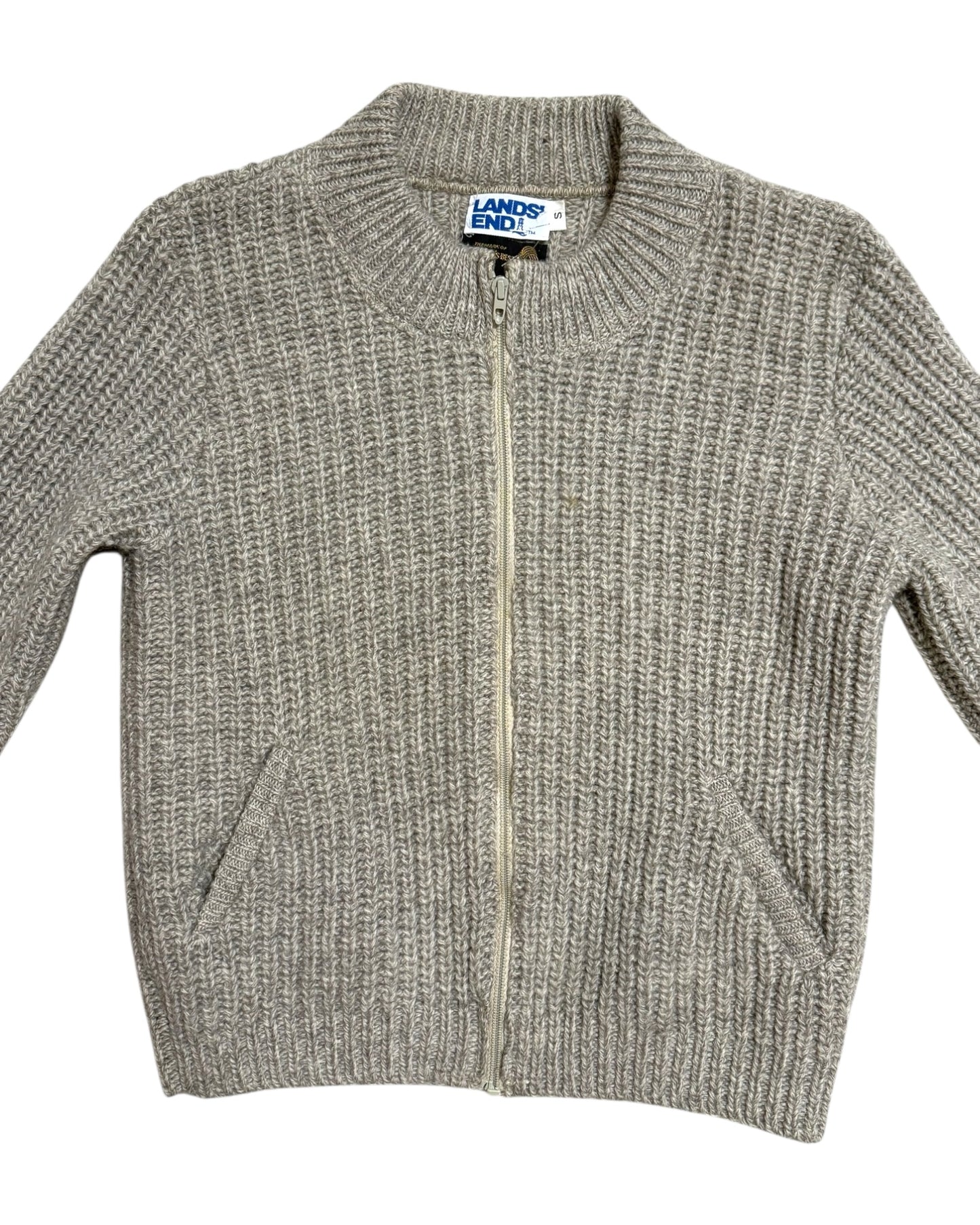 Vintage Lands End Wool Zip-Up Sweater