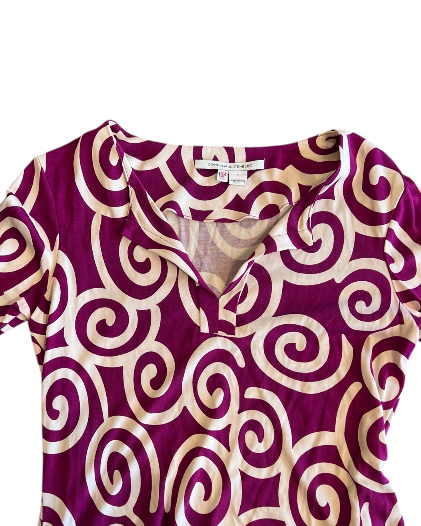 Vintage Diane Von Furstenberg Purple Silk Mini Dress