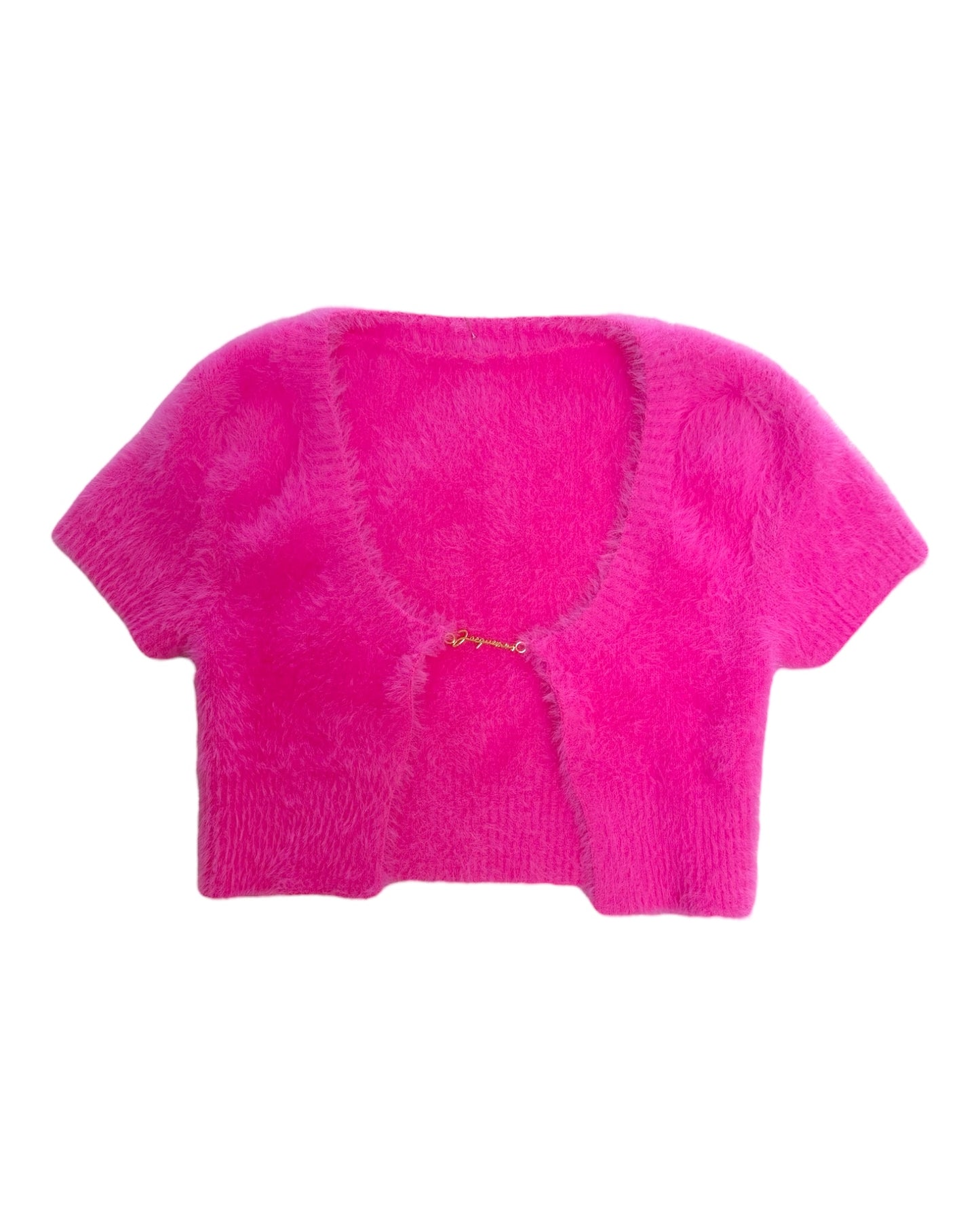 Pre-Loved Jacquemus Fuzzy Pink Logo Crop Top