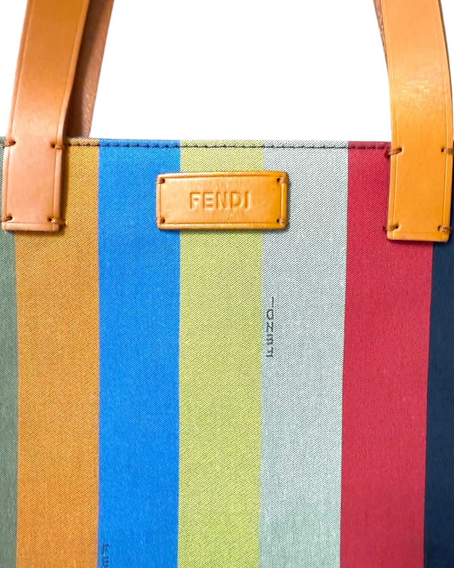 Vintage Fendi Striped Peplin Shopping Tote Bag