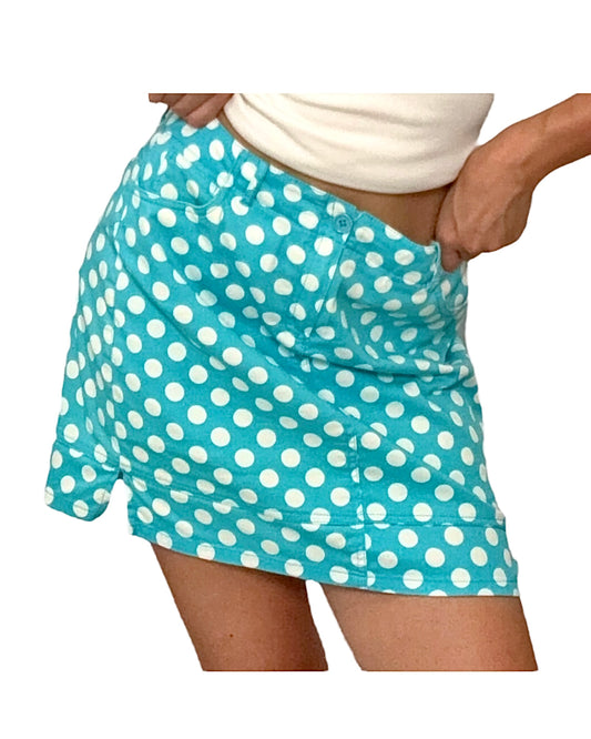 Vintage Blue and White Polka Dot Mini Skort