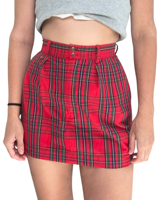 Vintage Ralph Lauren Red Plaid Mini Skirt