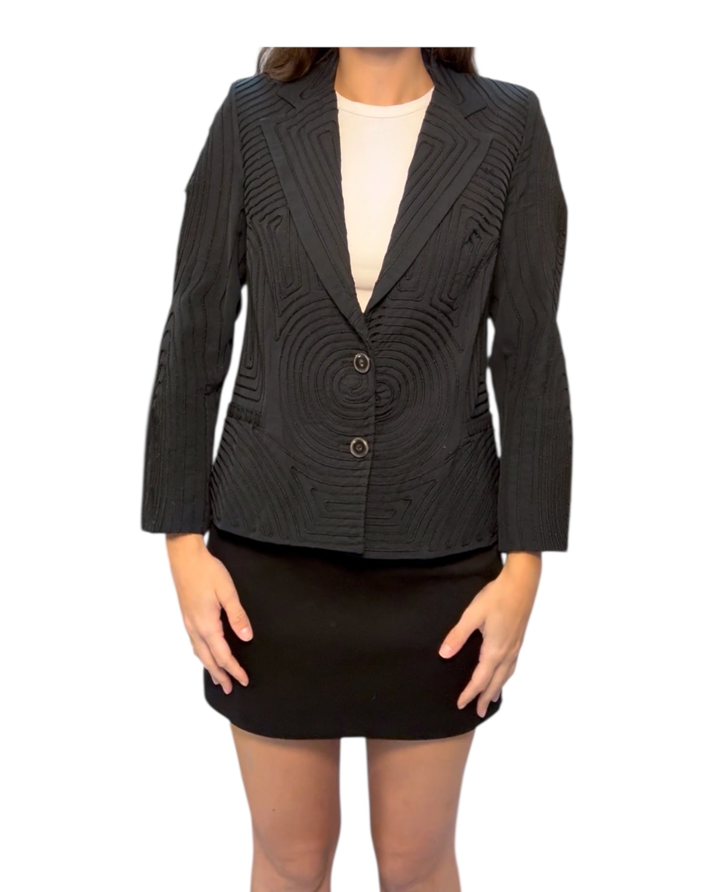 Vintage Krizia Black Embroidered Blazer