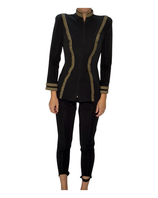 Vintage Black and Gold Stretchy Pant Suit
