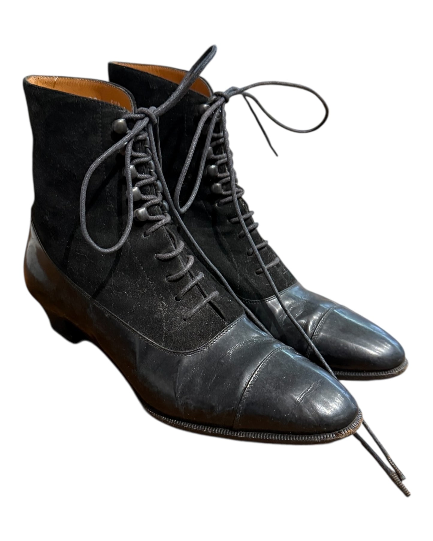 Vintage Ralph Lauren Black Suede Lace-Up Boots