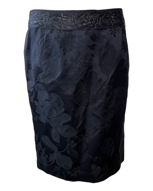 Vintage Miu Miu black skirt with a baroque pattern. 