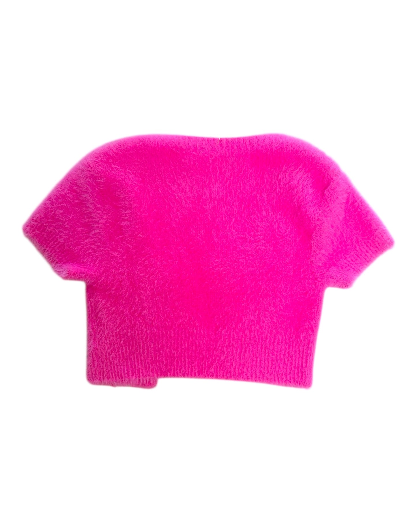 Pre-Loved Jacquemus Fuzzy Pink Logo Crop Top