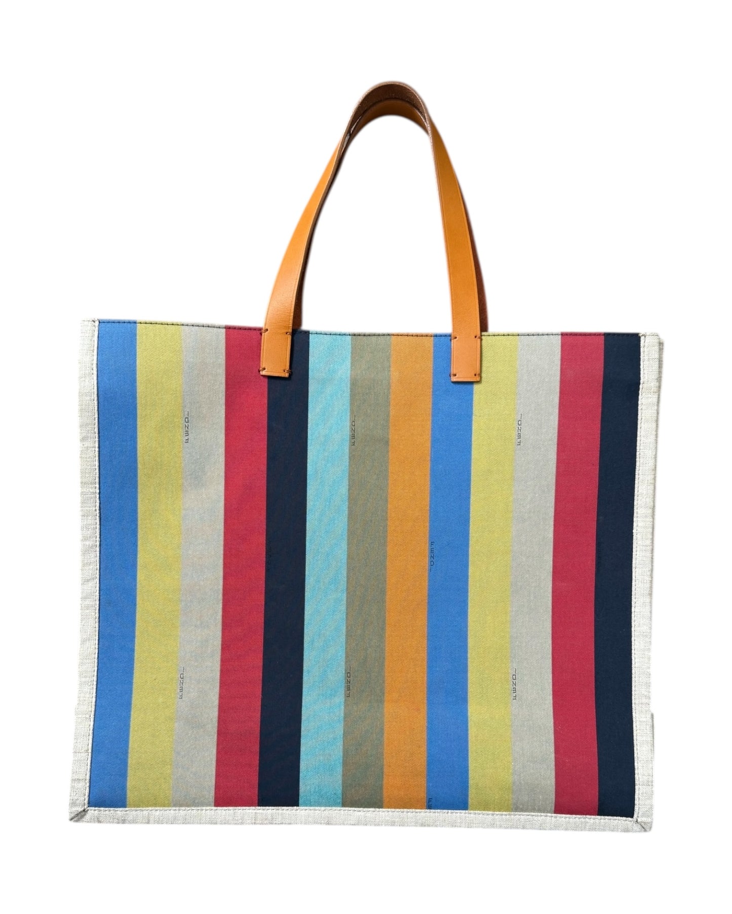 Vintage Fendi Striped Peplin Shopping Tote Bag