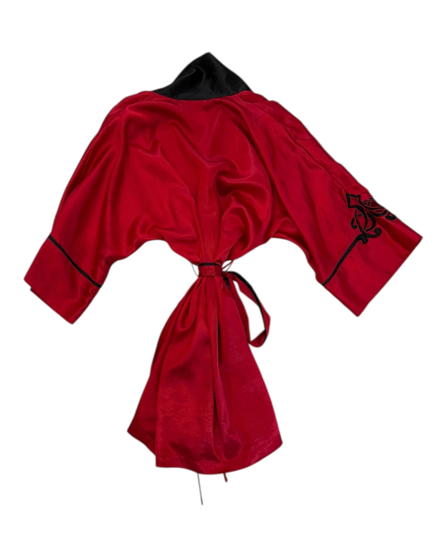 Vintage Victoria's Secret Red and Black Satin Robe