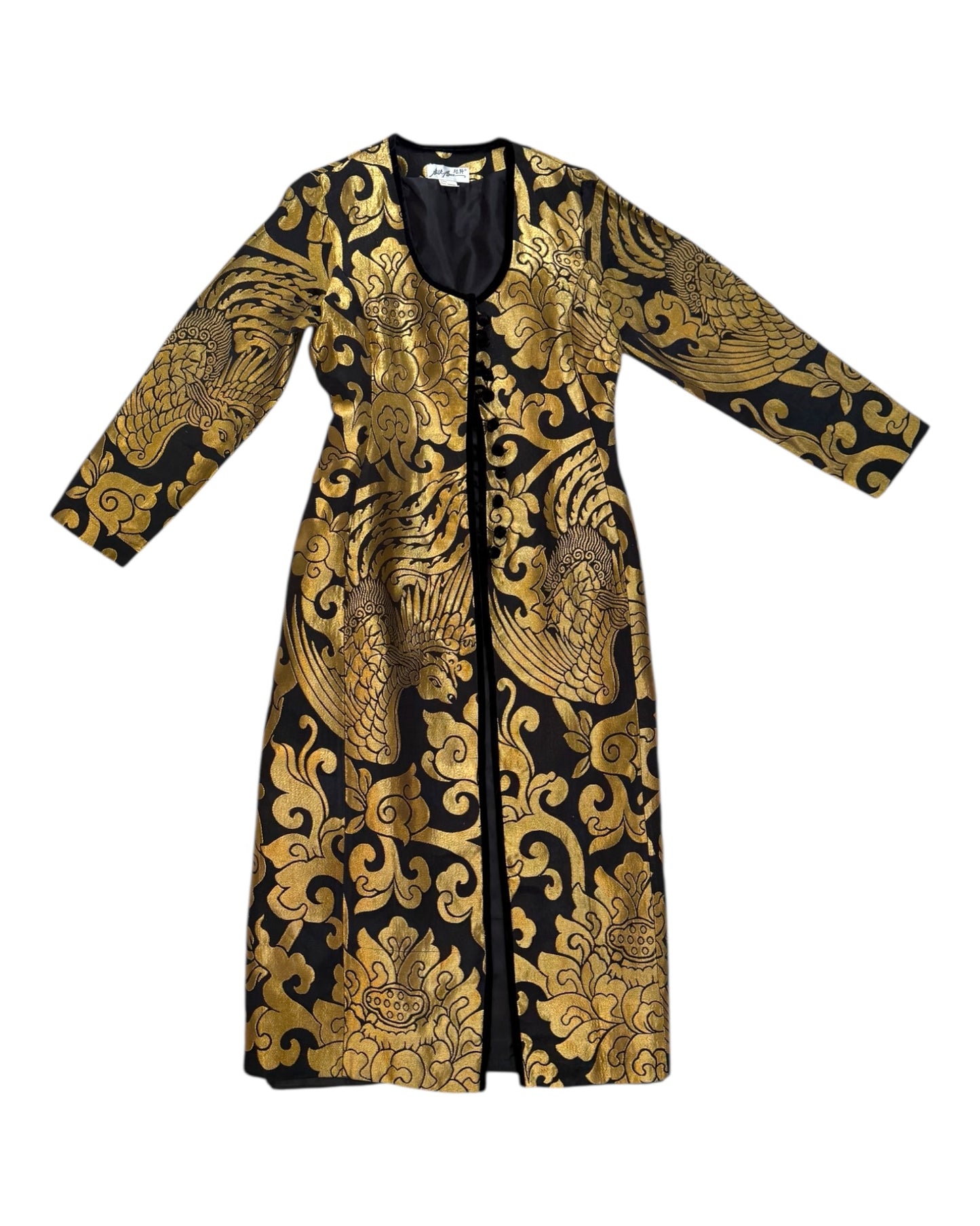 Vintage Black and Gold Embroidered Long Jacket