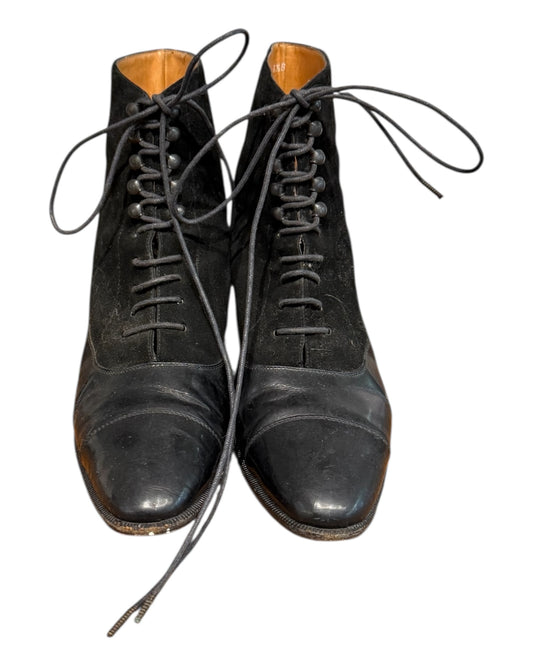 Vintage Ralph Lauren Black Suede Lace-Up Boots