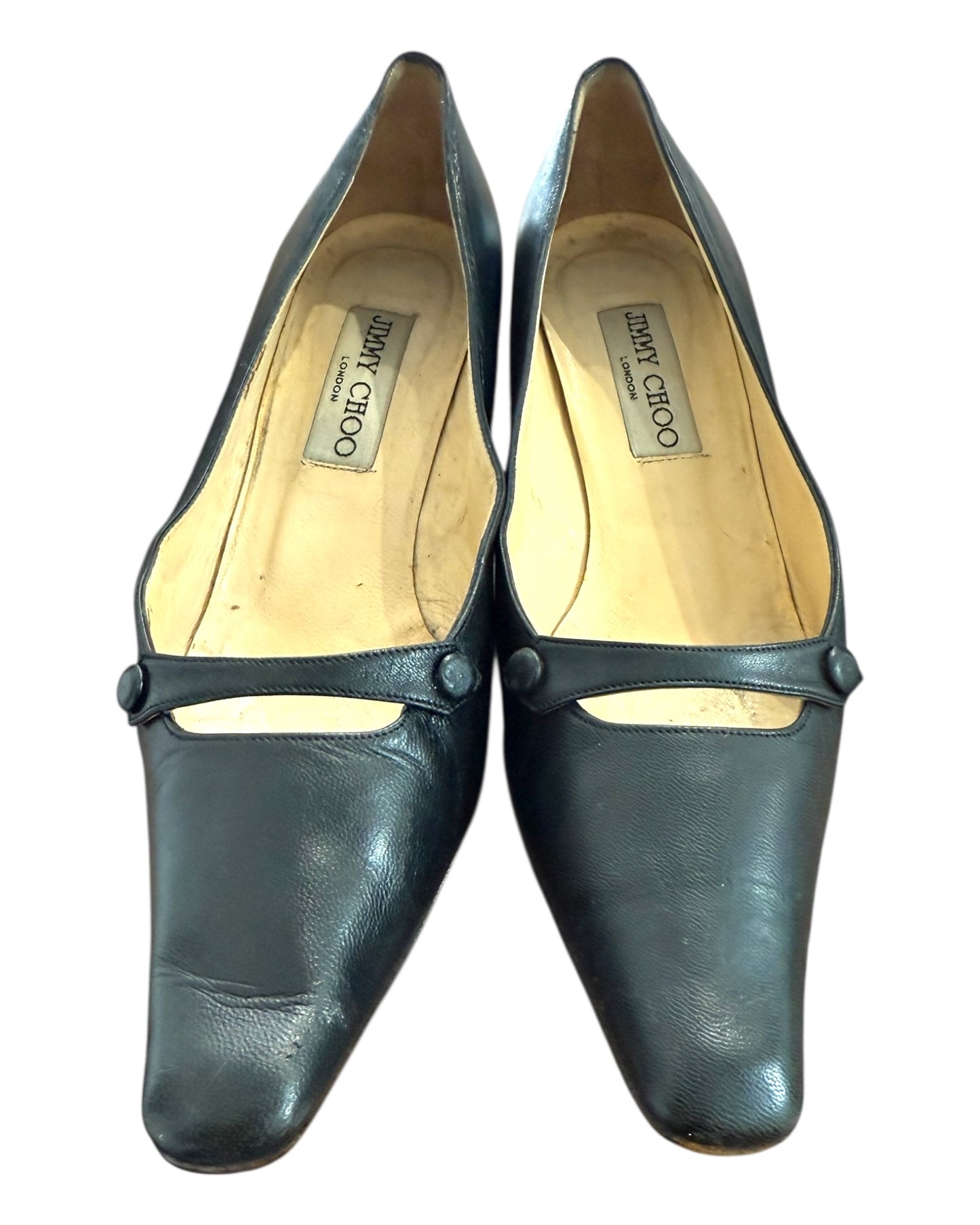 Vintage Jimmy Choo Black Mary Jane Kitten Heels