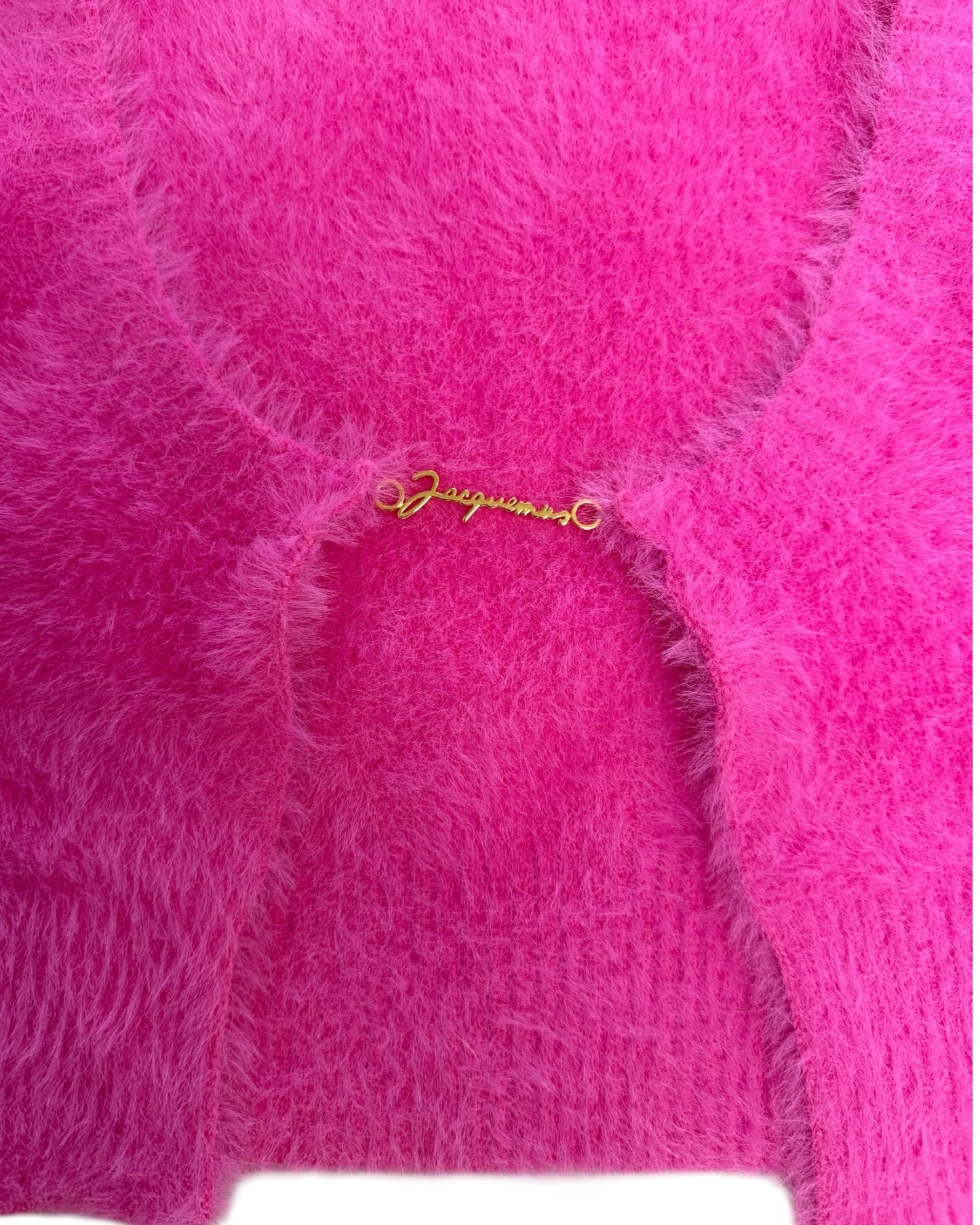 Pre-Loved Jacquemus Fuzzy Pink Logo Crop Top