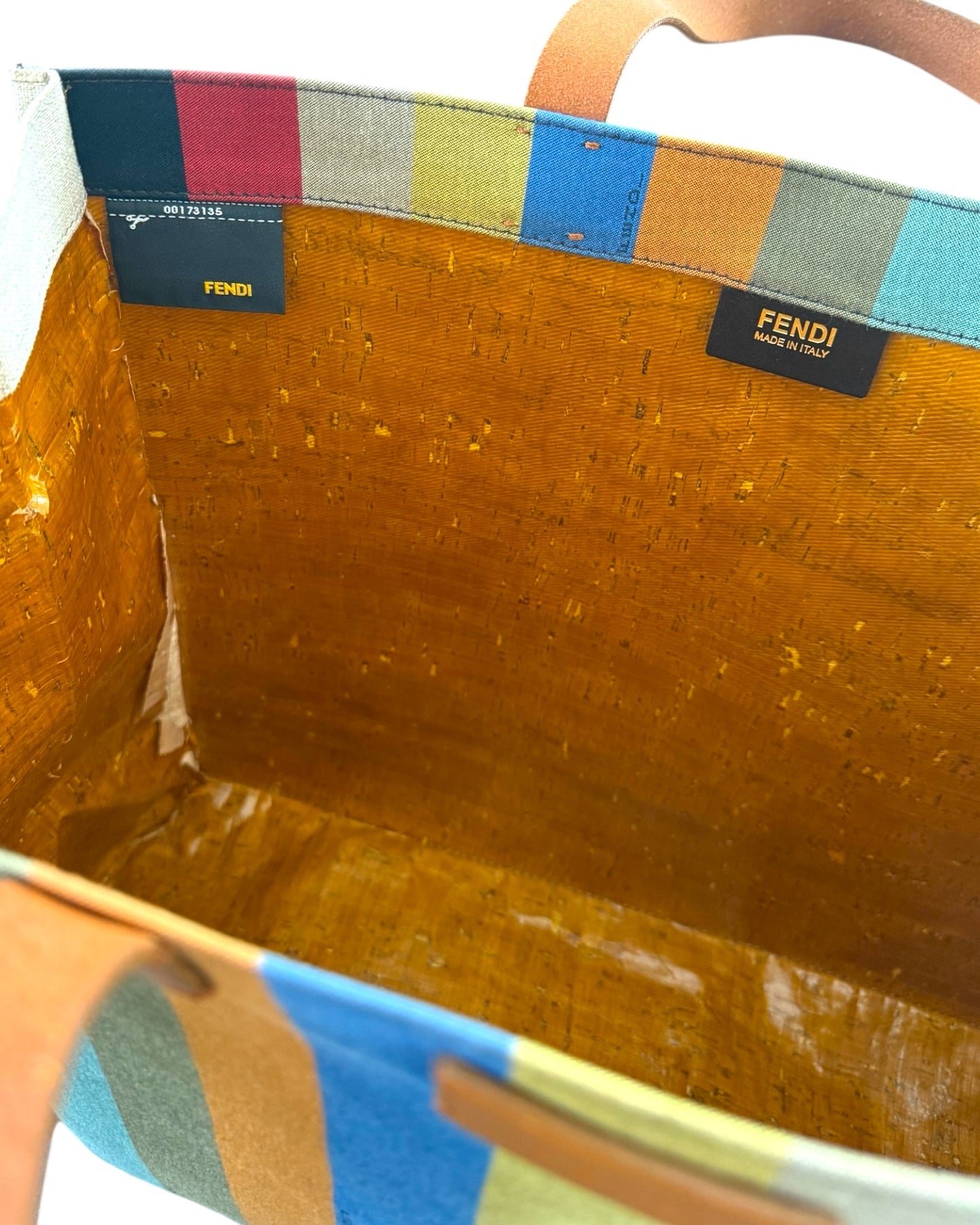 Vintage Fendi Striped Peplin Shopping Tote Bag