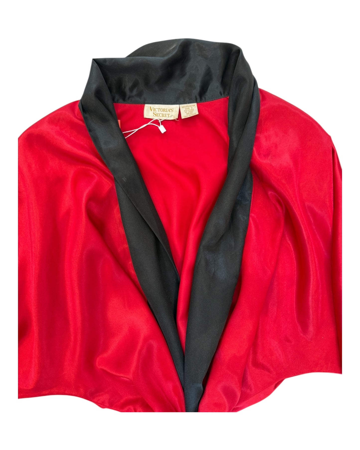 Vintage Victoria's Secret Red and Black Satin Robe