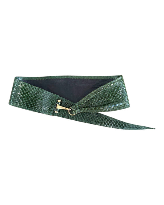 Vintage Green Snake Skin Waist Belt