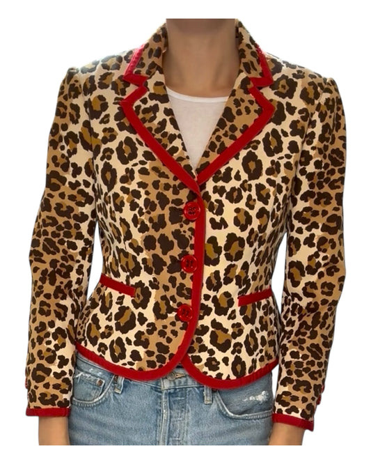 Vintage 2000s Moschino Leopard Print Blazer