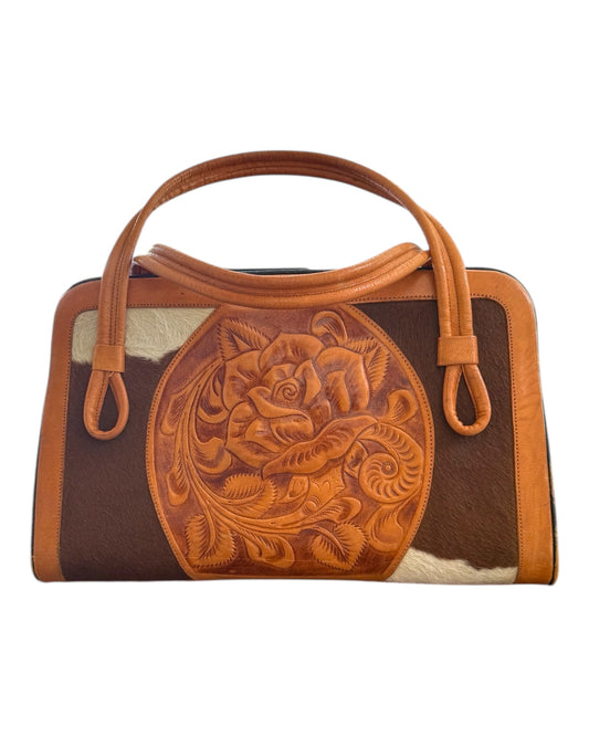 Vintage Hand Tooled Aztec Calfskin Bag