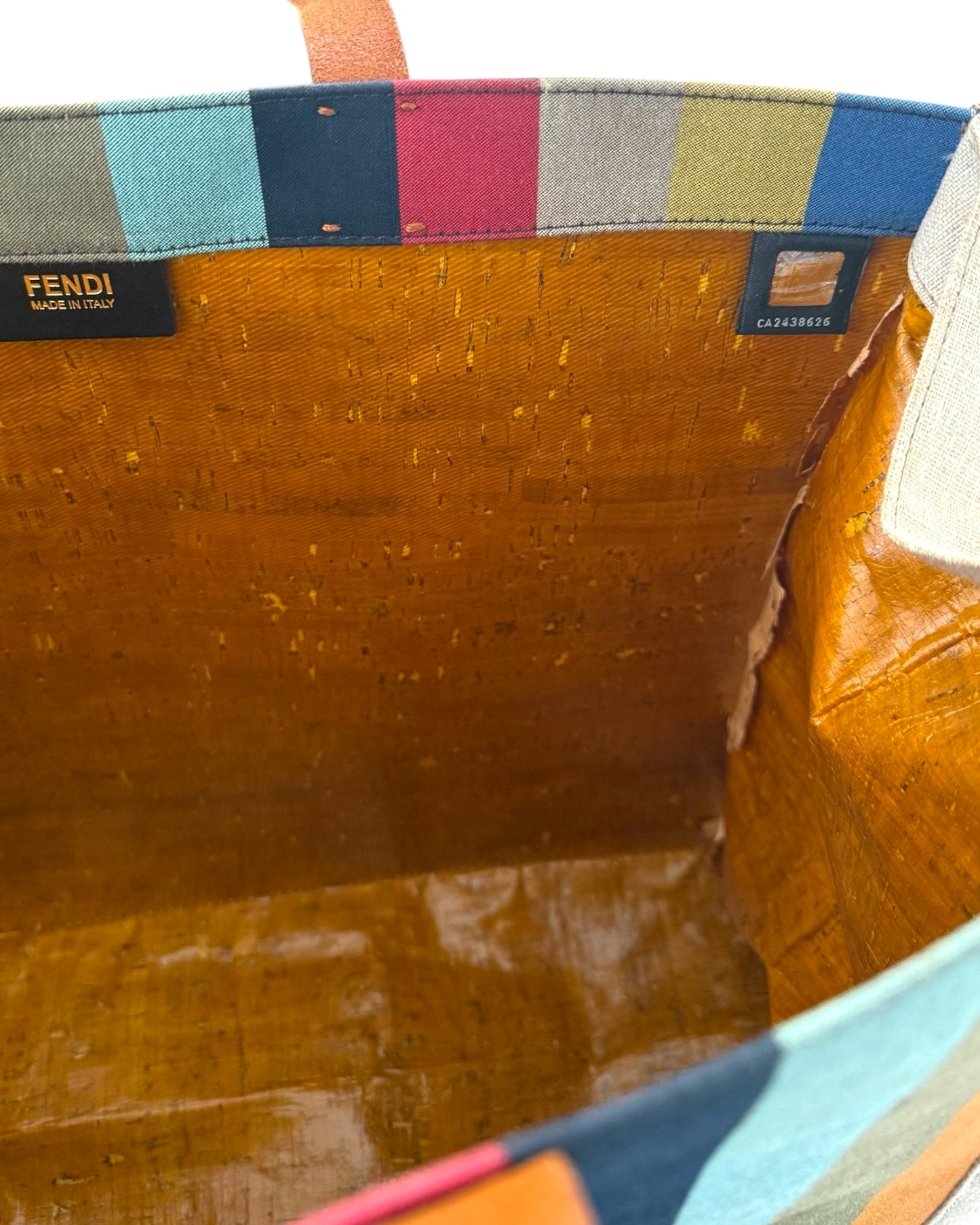 Vintage Fendi Striped Peplin Shopping Tote Bag