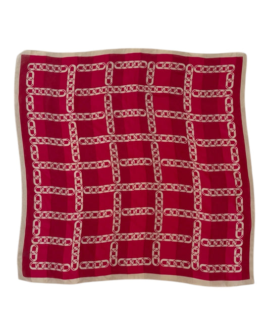 Vintage Red and Gold Chain Silk Scarf