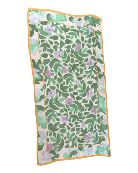 Vintage Green, Orange and Purple Cotton Blanket / Scarf