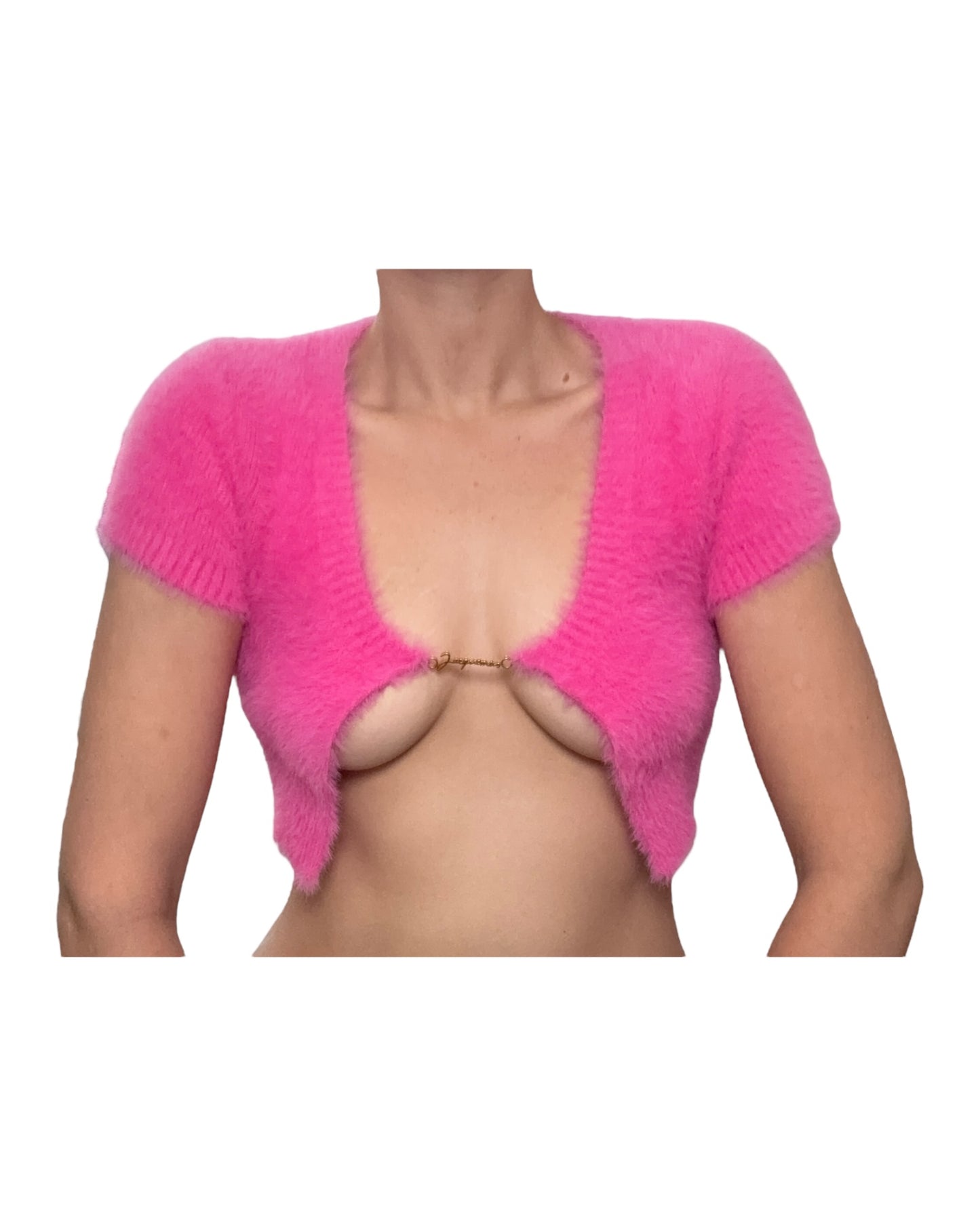 Pre-Loved Jacquemus Fuzzy Pink Logo Crop Top