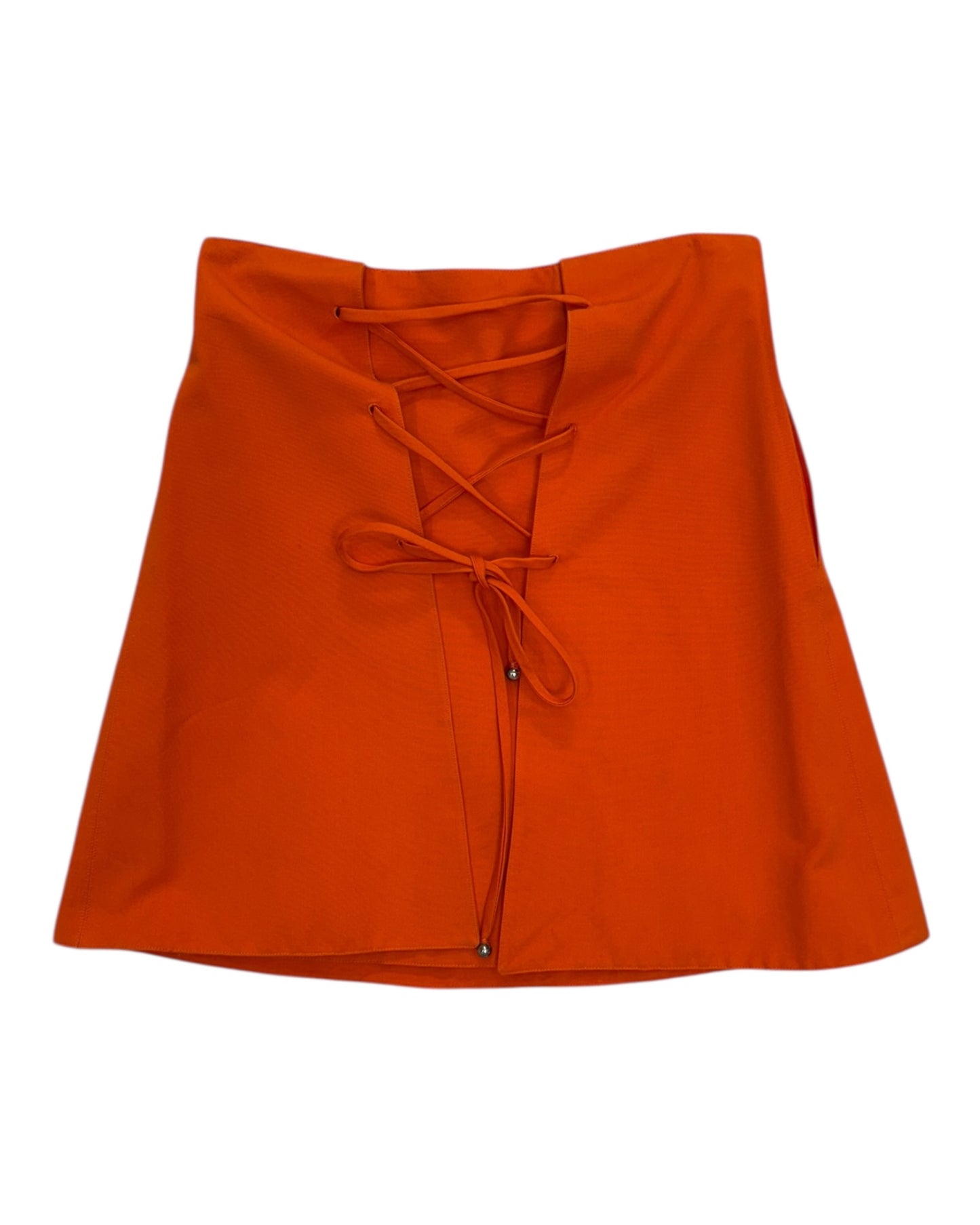 Vintage Claude Montana Orange Lace-Up Skirt