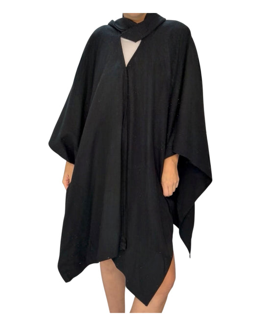 Vintage Black Wool Cape