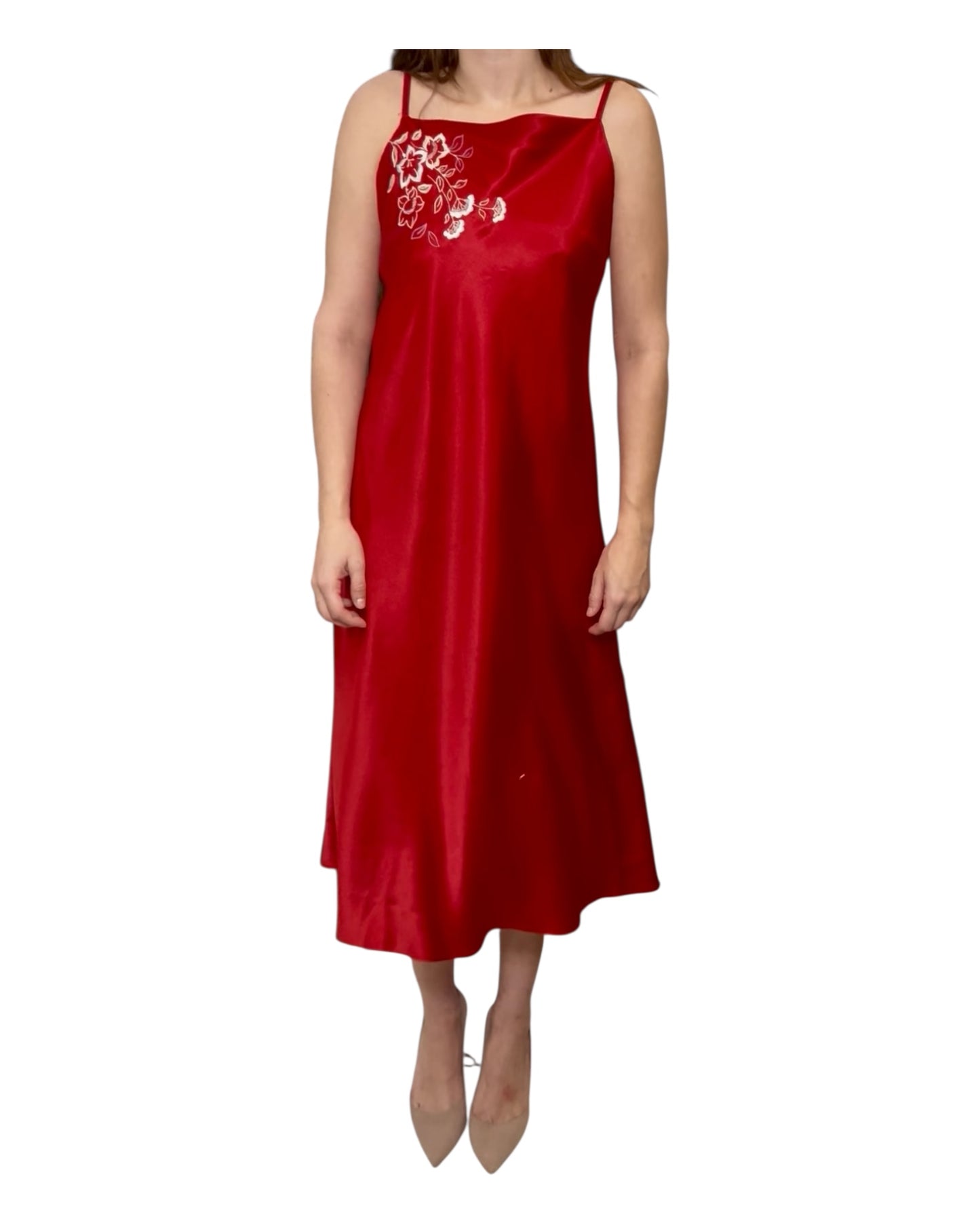 Vintage Oscar De La Renta Red Slip Dress