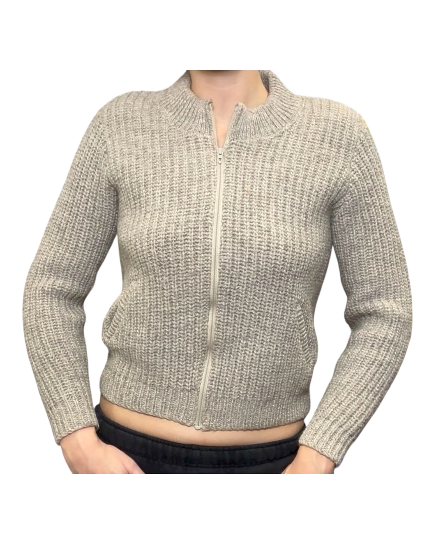 Vintage Lands End Wool Zip-Up Sweater