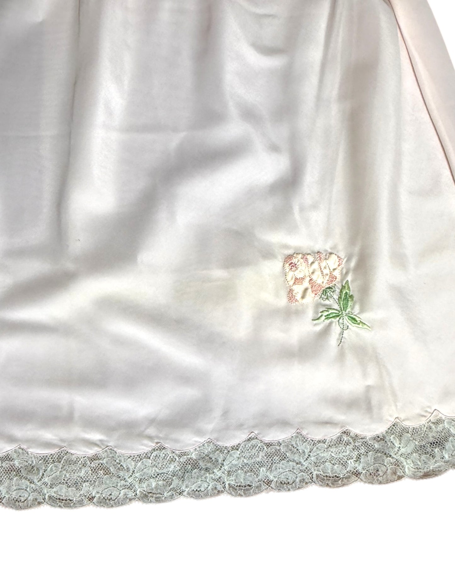 Vintage Bergdorf Goodman Pale Pink Skirt with Rose Embroidery