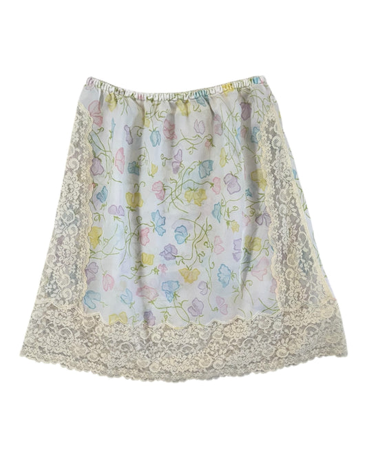 Vintage Bergdorf Goodman Multicolor Floral Slip Skirt