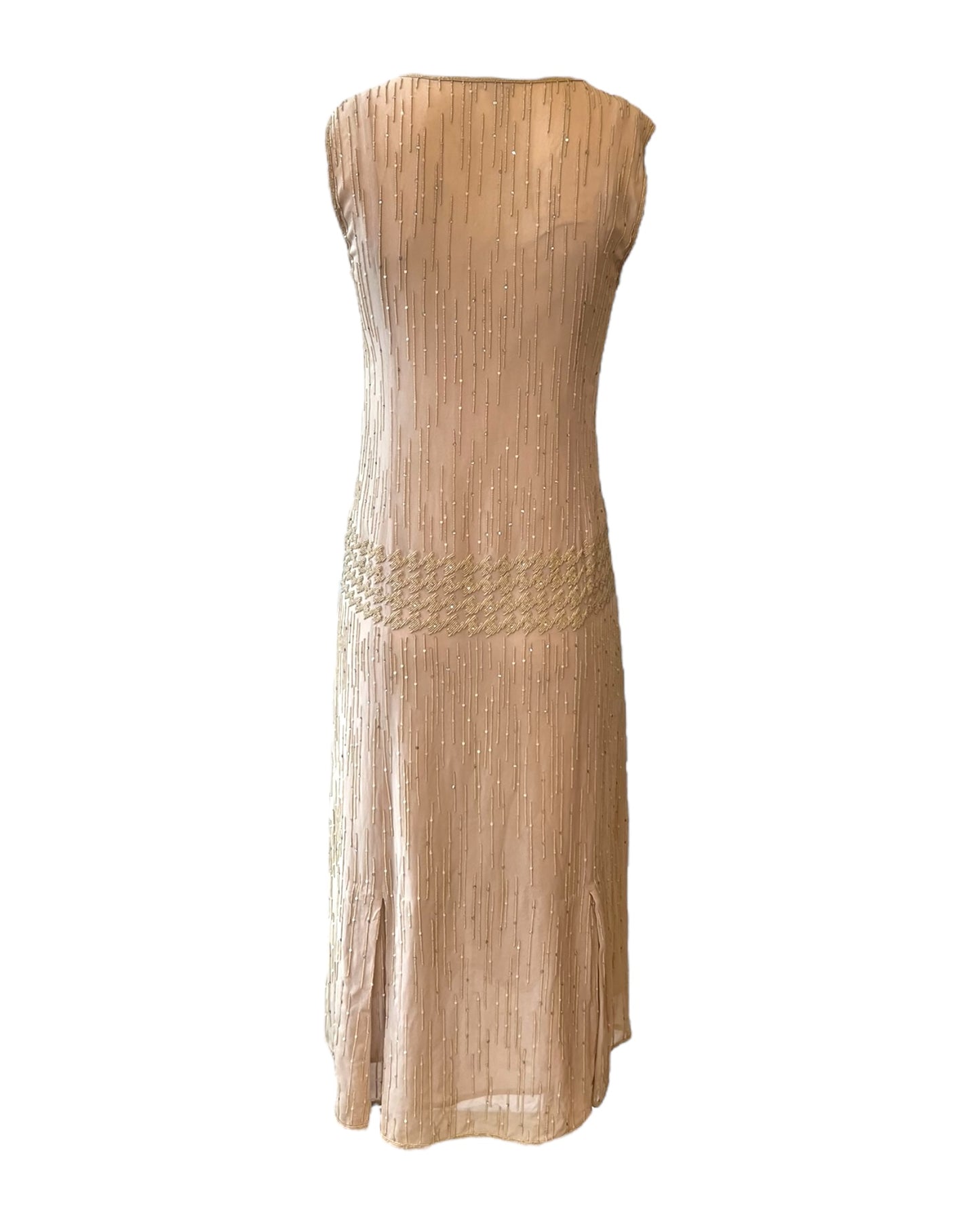 Vintage Max Mara Silk Sheer Beaded Golden Dress