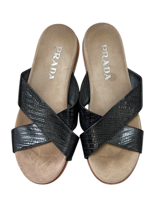 Vintage Prada Black Cross Slides