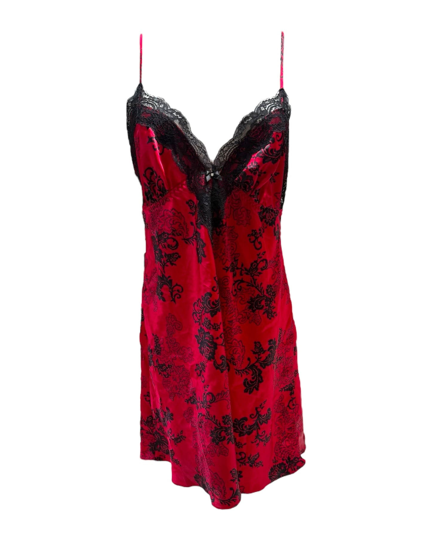 Vintage Red and Black Lace Slip Dress