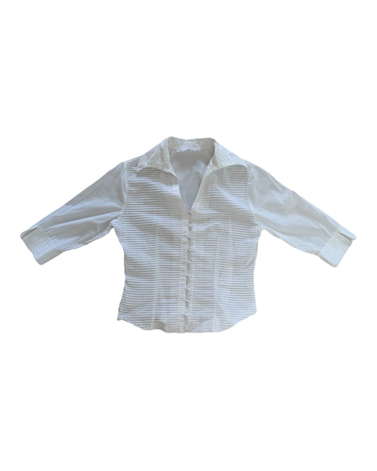 Vintage White Cotton Button-Up Blouse