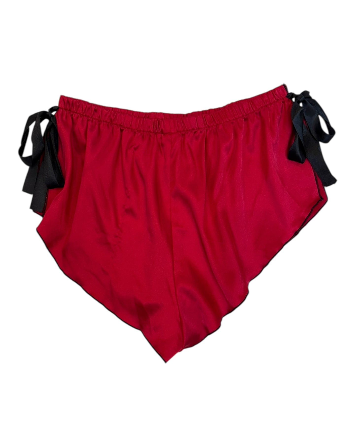 Vintage Red and Black Silky Lace Lingerie Shorts